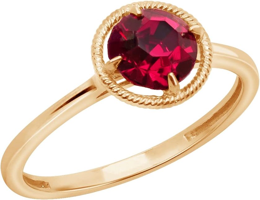 10k Gold Swarovski Crystal July Birthstone Ring