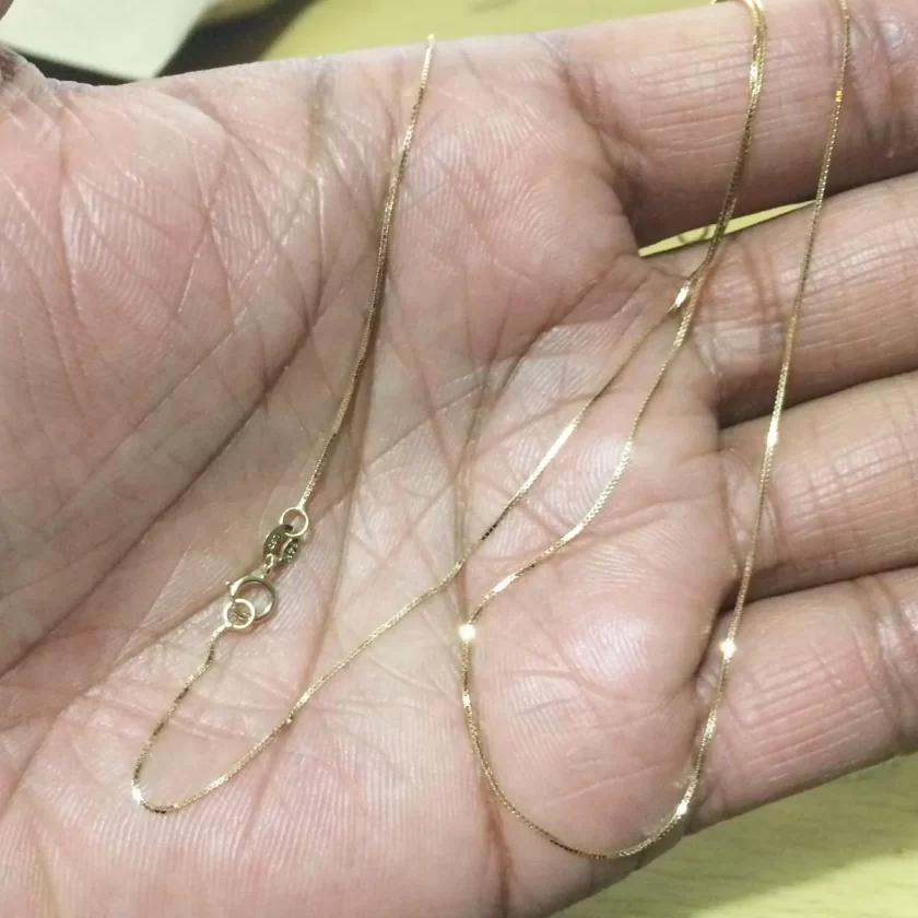 14k Solid Yellow Gold 0.55mm Box Chain Necklace