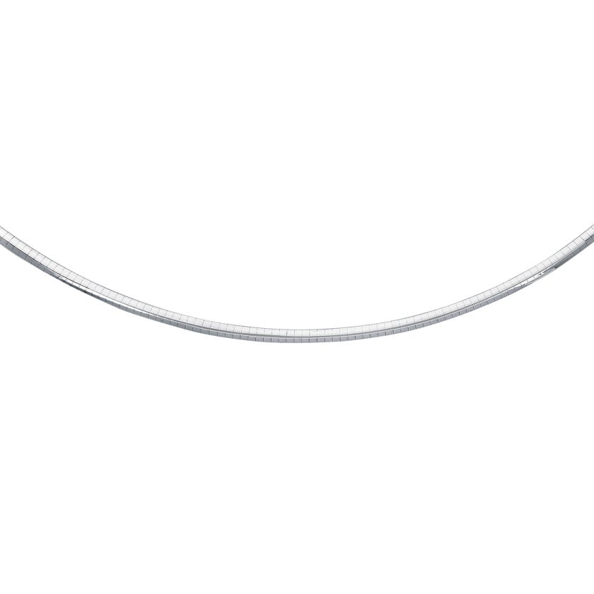 14K White Gold Solid Classic Omega 4mm Chain Diamond Cut