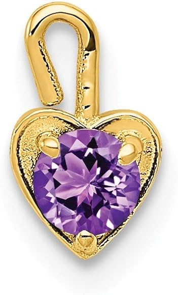 IceCarats 14K Yellow Gold February Synthetic Birthstone Heart Pendant Charm Necklace – A Timeless Expression of Love and Elegance
