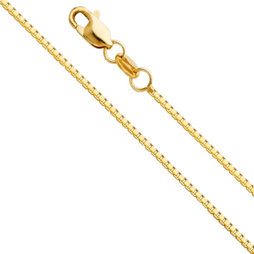 14k Yellow Gold SOLID 1.1mm Box Link Chain Necklace