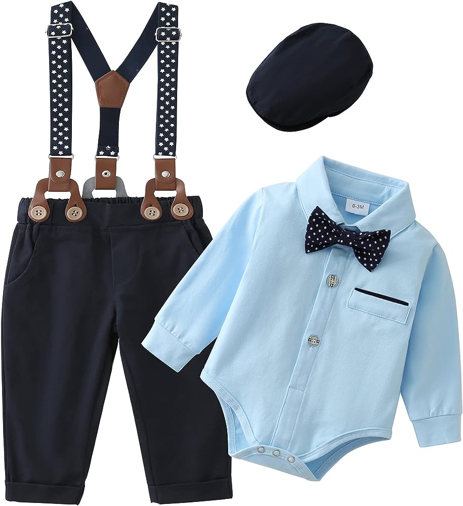 1Pcs Baby Boy Long Sleeves Jumpsuit Tuxedo Clothing Set Clout ...
