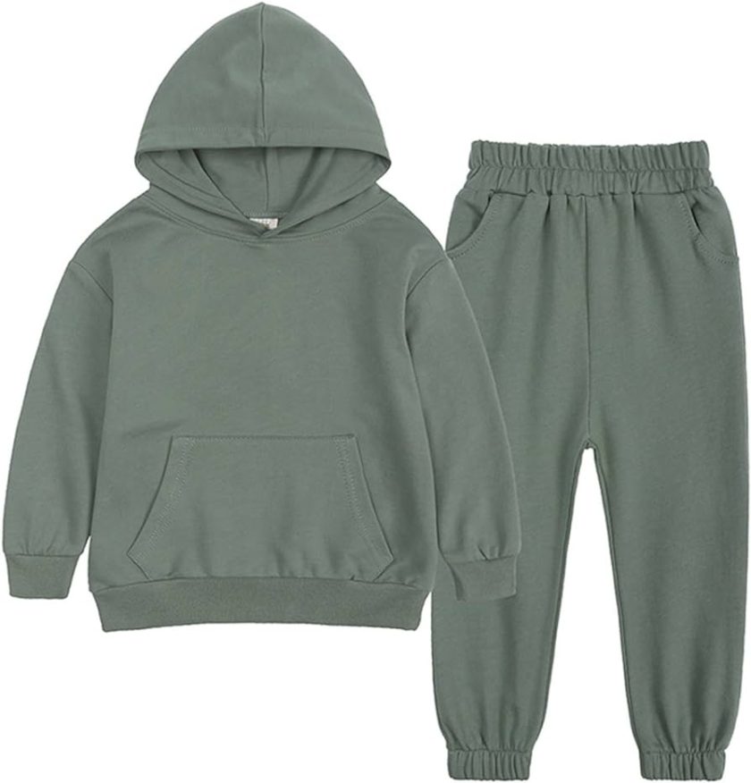 2Pcs Toddler Infant Baby Boy Girl Army Green Long Sleeve Hoodie