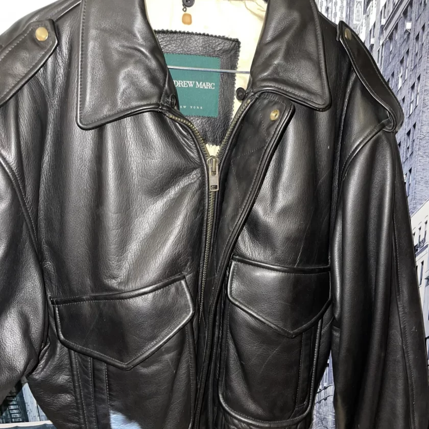 Andrew Marc Marc York Black Leather Moto Jacket M