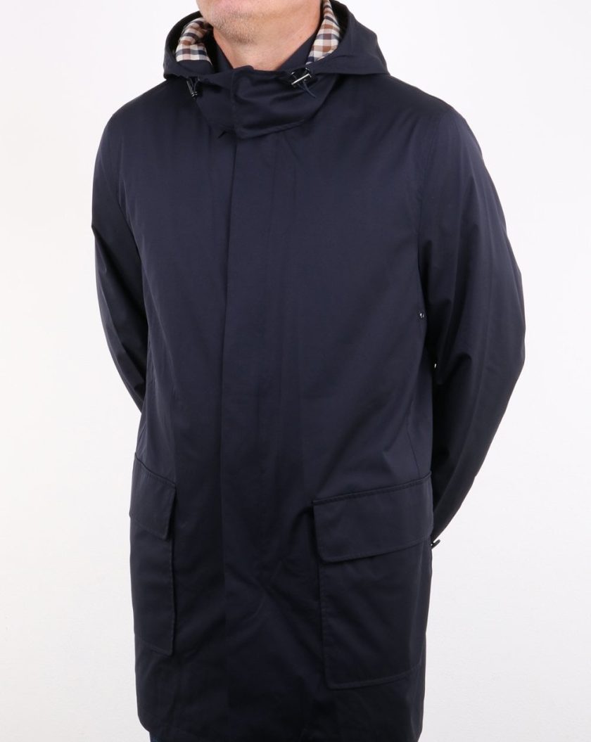 Aquascutum Men's Dexter Parka Jacket, Blue, X-Large