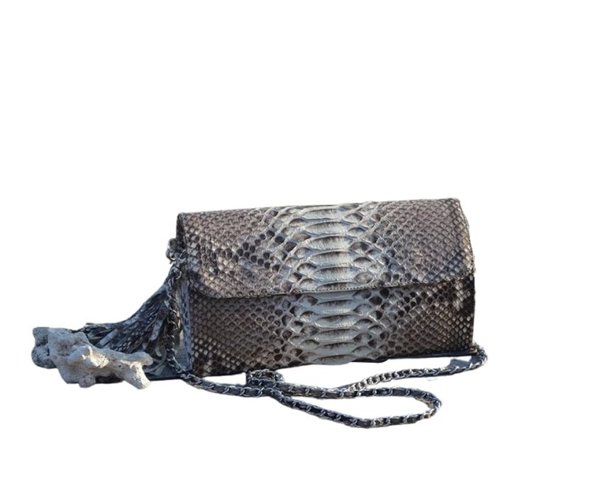 Authentic Snake Skin Women's Python Leather Chain Clutch Bag Purse