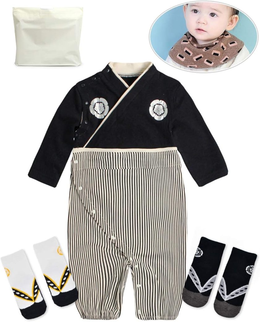 Baby Kids boy Japanese Hakama Style Coverall Kimono