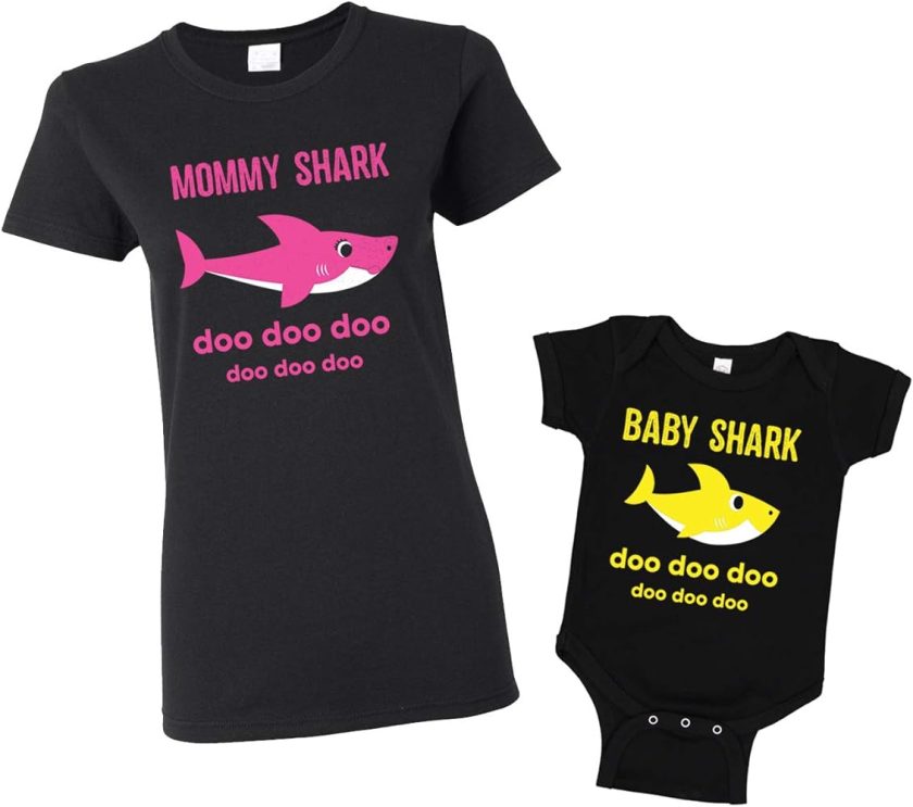 Baby Shark & Mommy Shark Doo Doo Doo T-Shirt Bodysuit Set