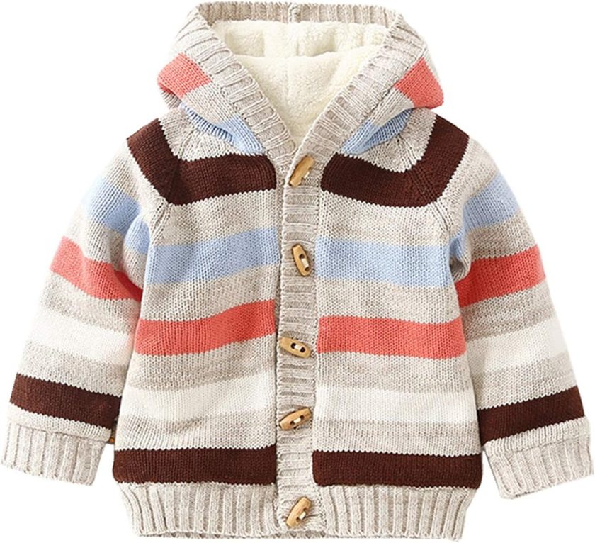 Baby Toddler Boys Girls Striped Long Sleeve Sweaters Cardigan