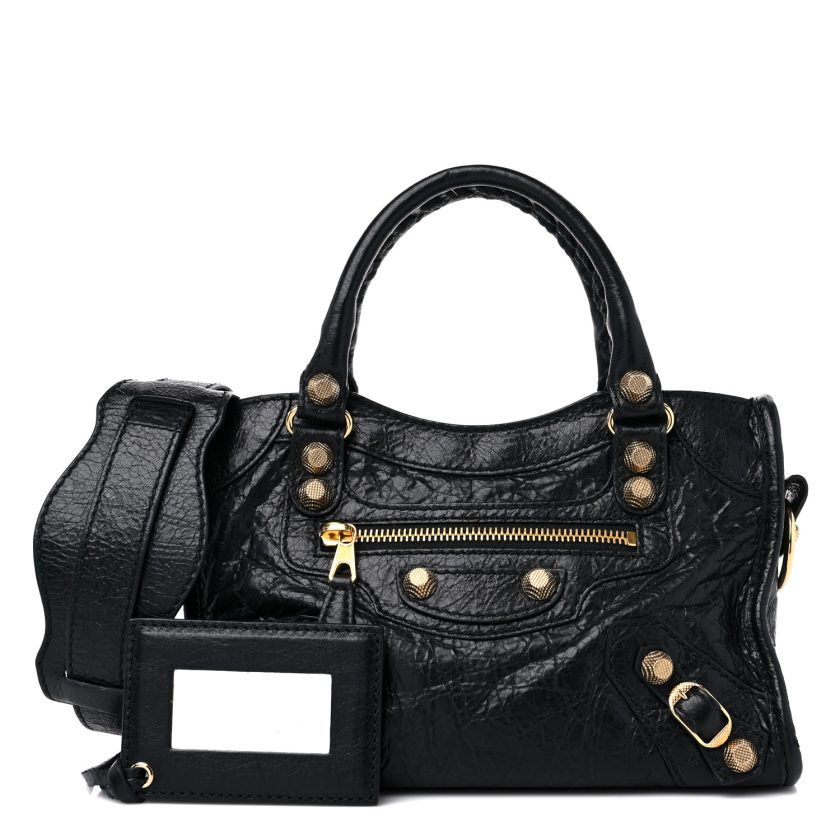 Balenciaga Giant 12 Gold Mini City Bag, Black