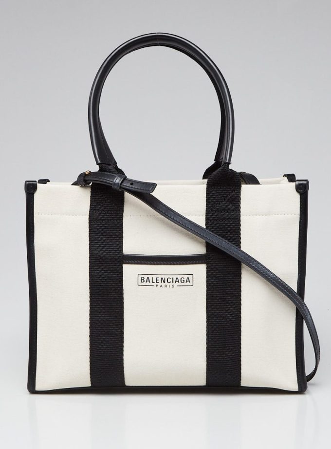 Balenciaga Women's White/Black Leather Handbag - Timeless Elegance and Modern Chic