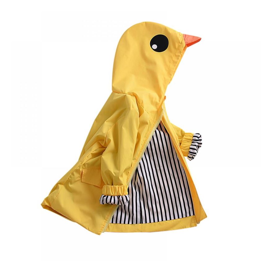 Birdfly Unisex Kids Animal Raincoat Cute Cartoon Jacket Hooded