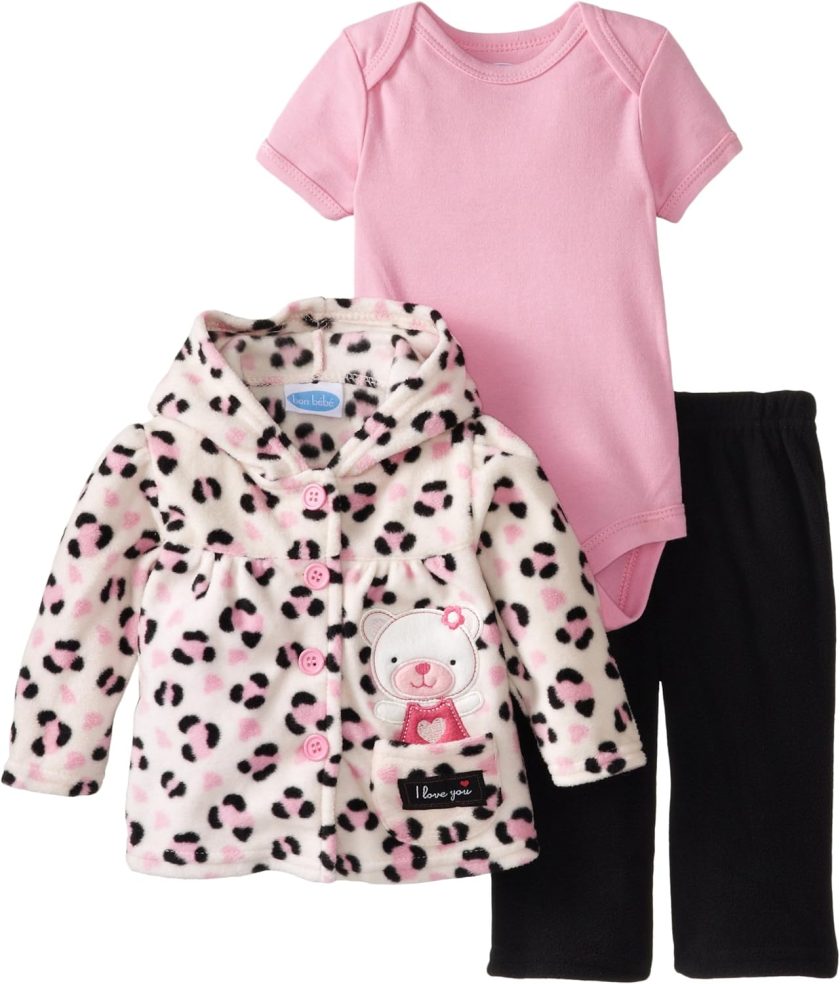 Bon Bebe Baby Girls' 3 Piece Microfleece Jacket Set