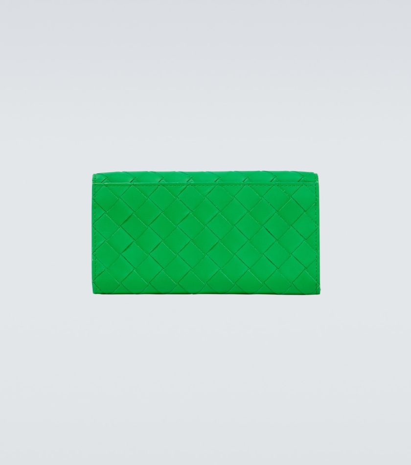 Bottega Veneta Continental Green Leather Clutch Wallet