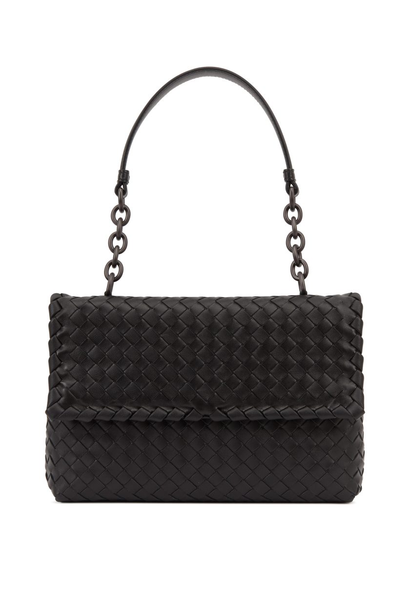 BV-STEEL INTRECCIATO NAPPA SMALL OLIMPIA BAG (Black)