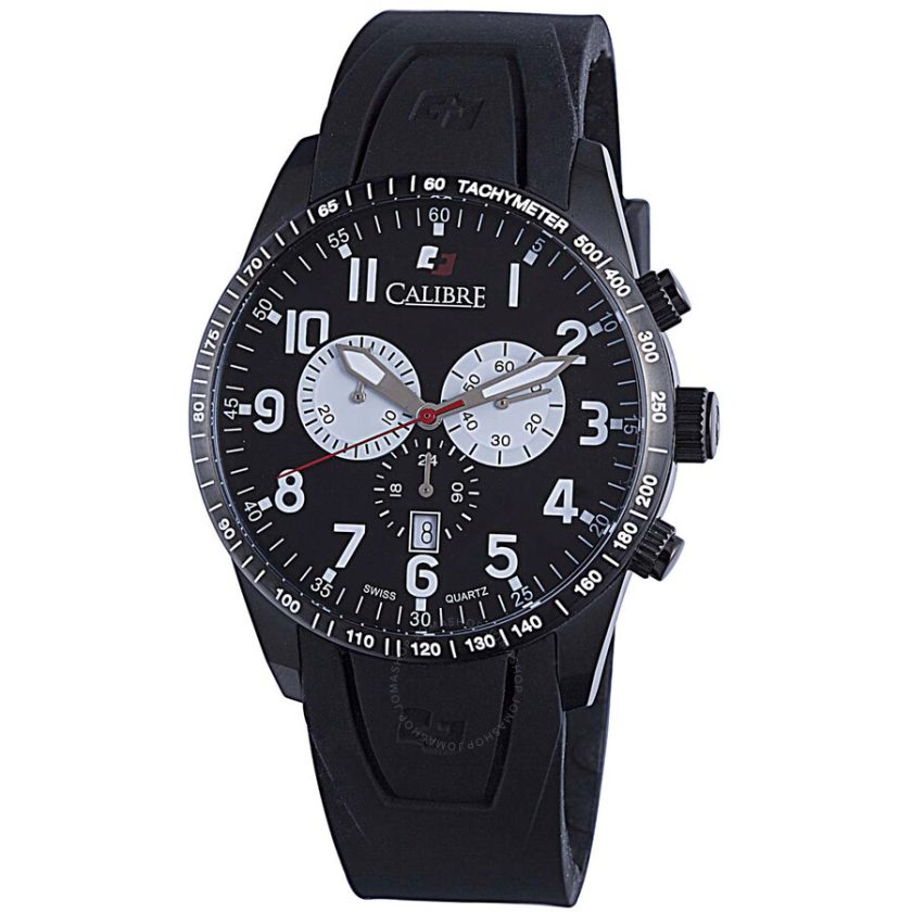 Calibre Men's Recruit Stainless Steel Black Rubber Band