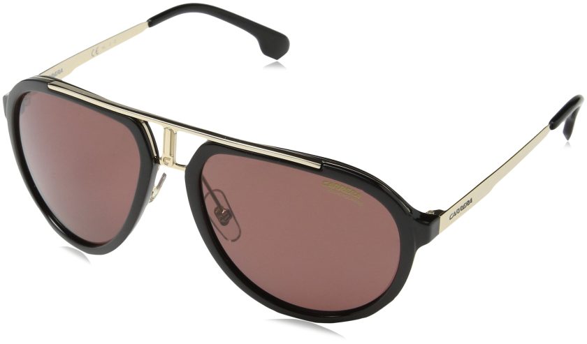 Carrera Men's Polarized Aviator Sunglasses, Black Gold/Burgundy