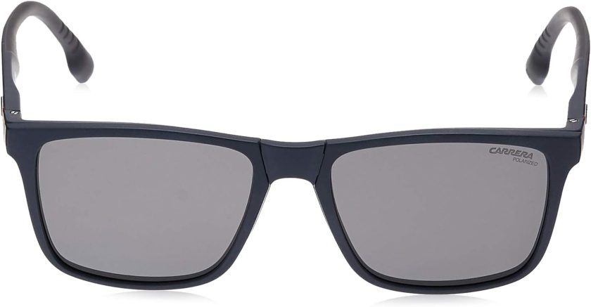 Carrera Men's Rectangular Sunglasses, Black Shiny Matte/Gray Blue