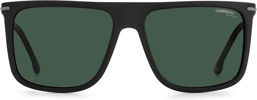 Carrera Men's Rectangular Sunglasses, Matte Black/Green Polarized, 55 mm