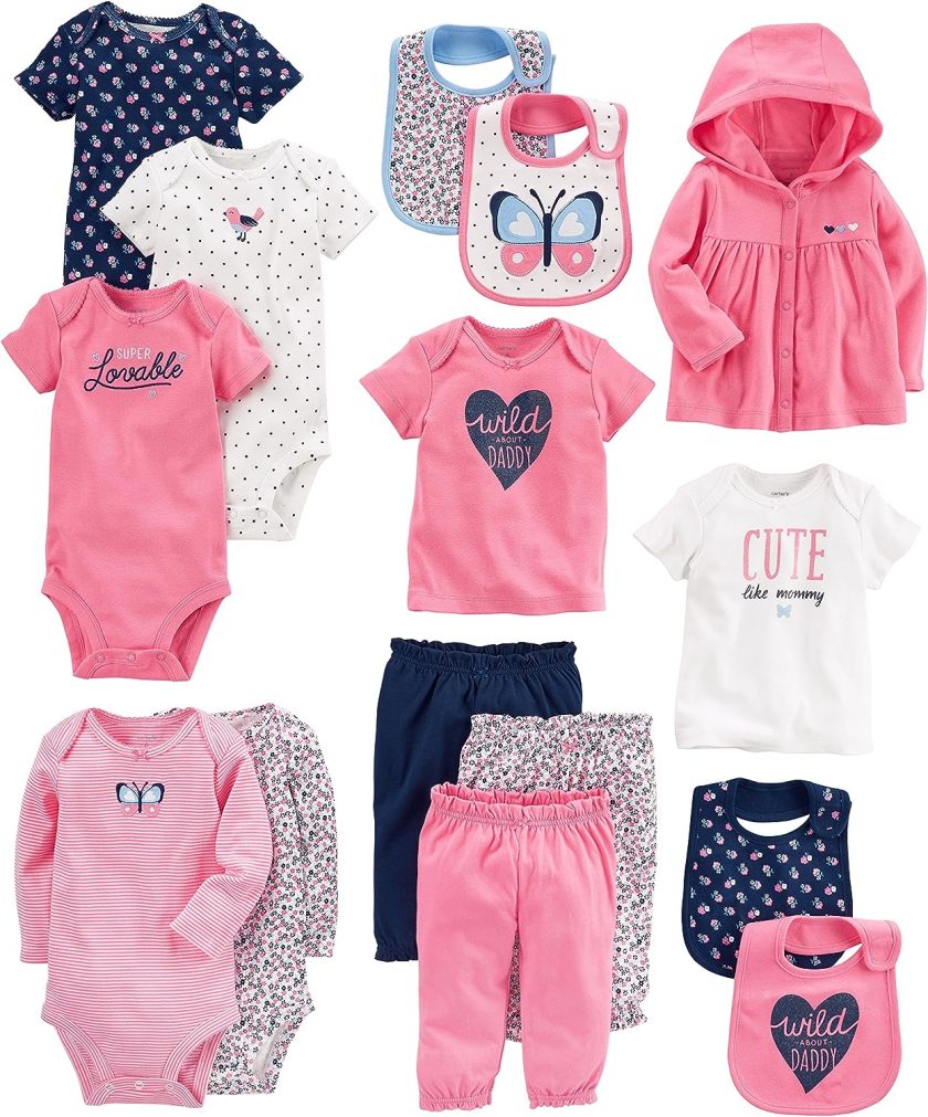 Carter's Baby Girls' 15-Piece Basic Essentials Set, Floral, 3 Months