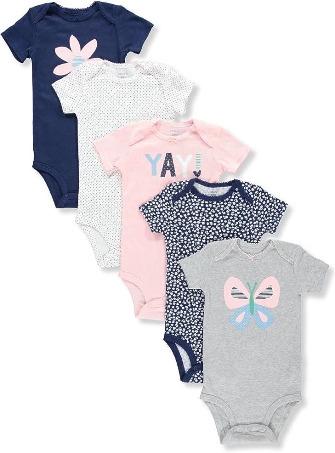 Carter's Baby Girl's 5-Pack Flower Butterfly Bodysuits