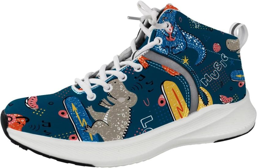 Cartoon Dinosaurs Pink Men Shoes Running Shoe Casual Sneakers
