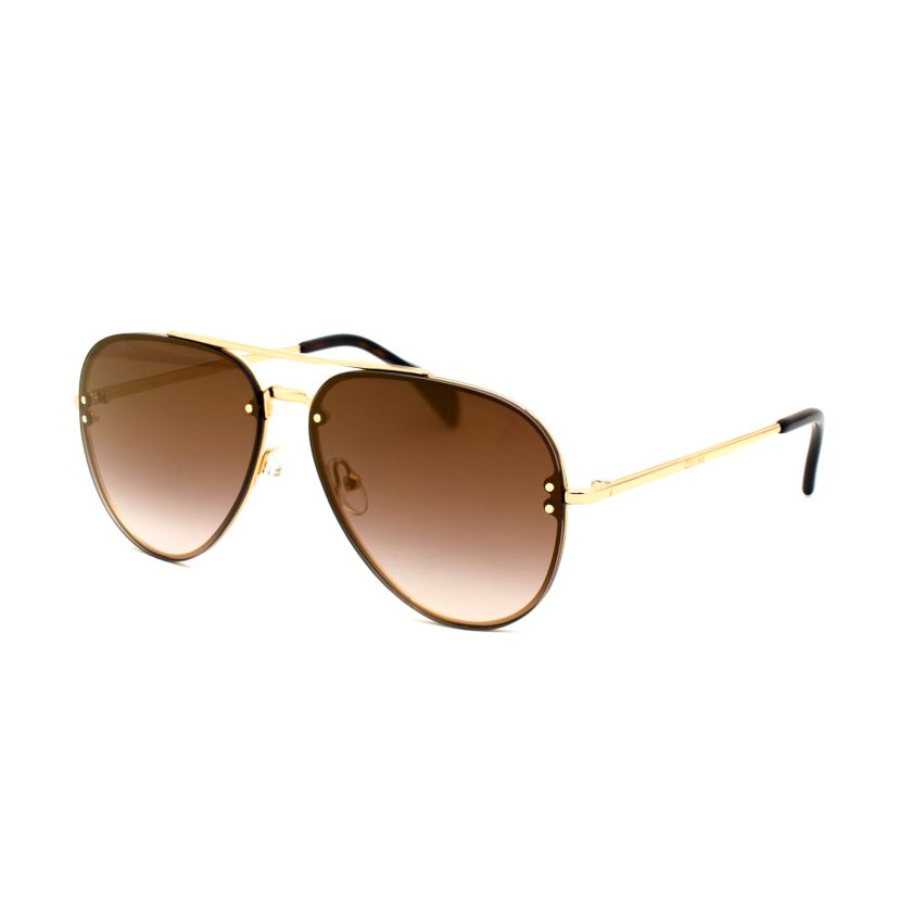 Celine Unisex Sunglasses Gold/Brown Gradient Silver Aviator 58mm