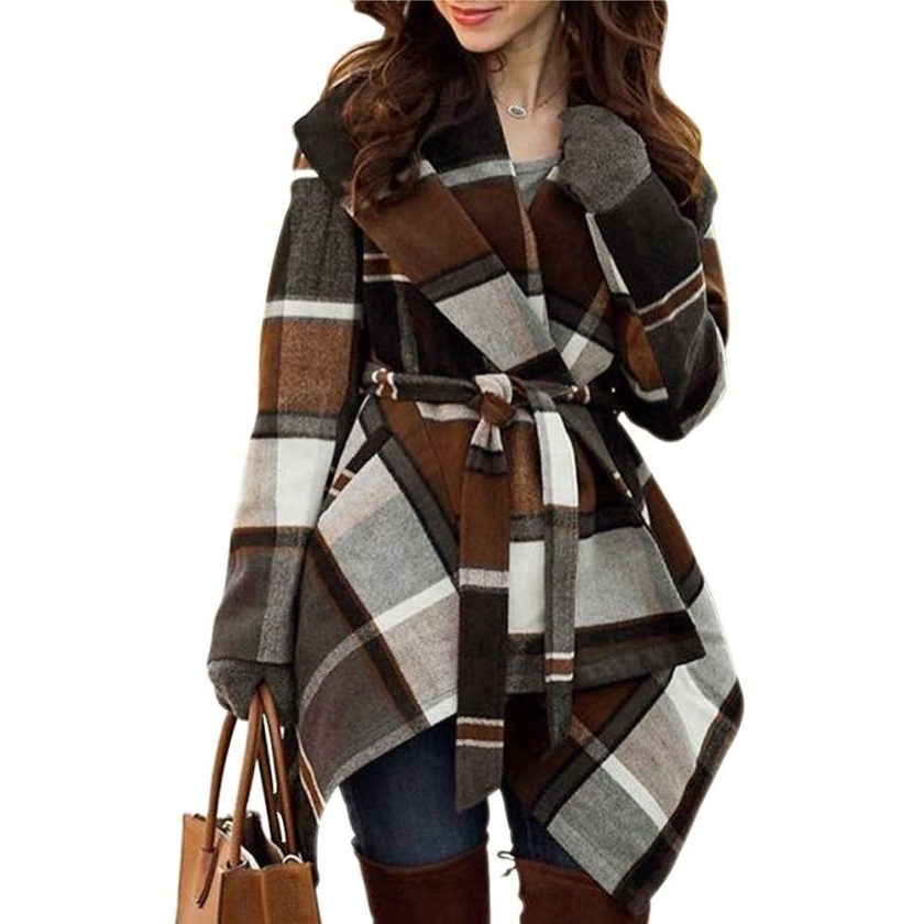 Chicwish Women's Turn Down Shawl Collar Open Front Earth