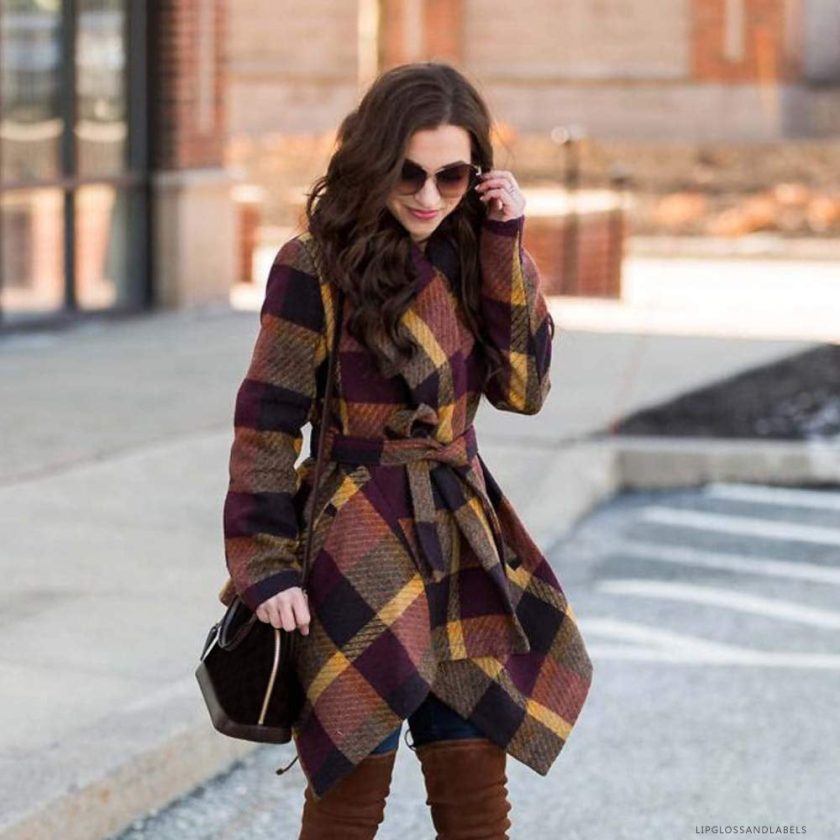 Women's Wool Blend Coat - Brown, Large: Timeless