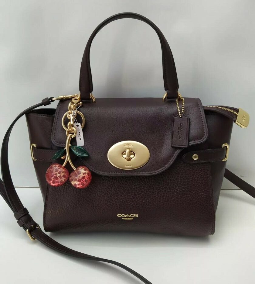 Coach Leather Blake Flap Carryall Shoulder Bag Handbag (Black)