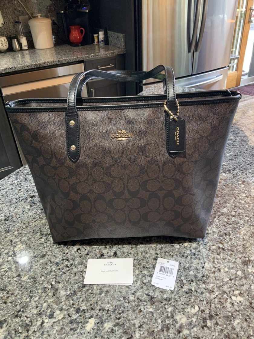 Coach Signature City Zip Tote - Classic Brown & Black with Versatile Storage