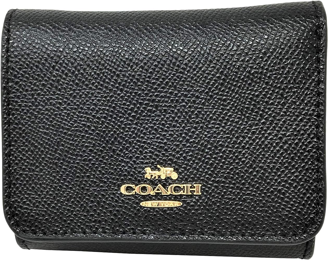 Coach Signature Small Compact Tri-Fold Wallet Black Clout ...