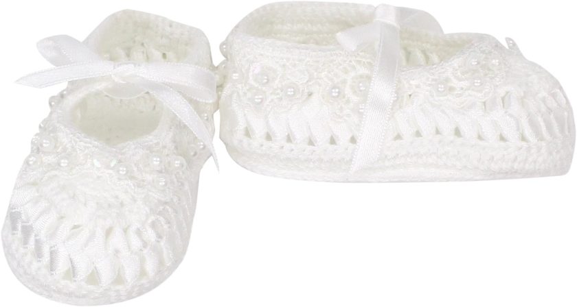 Country Kids Baby Girls' Crochet Christening Baptism Crib Shoe