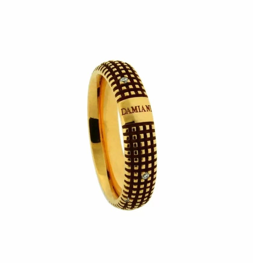 Damiani Metropolitan 18K Yellow Gold 9 Diamonds Band Ring