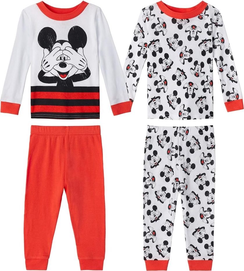 Disney Baby Boys' Mickey Mouse 4-Piece Cotton Pajama Set