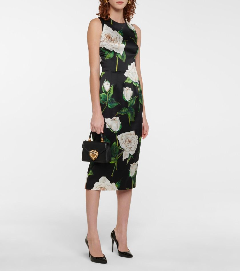 Dolce & Gabbana Black Silk Floral Tulip Dress