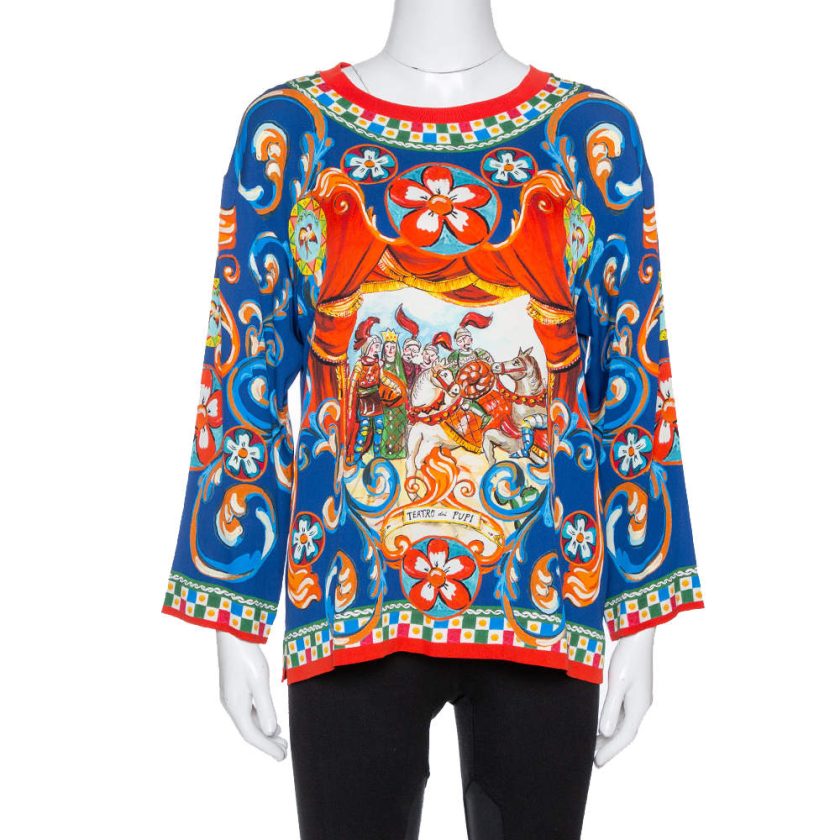 Dolce & Gabbana Crewneck PRODOTTO Siciliano Print Silk T-Shirt
