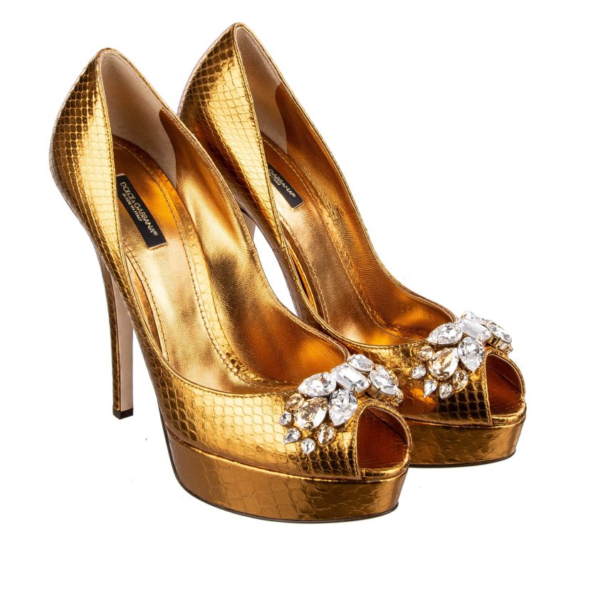 Dolce & Gabbana Decollete Open Toe Bette Black 39 EUR - 9 US