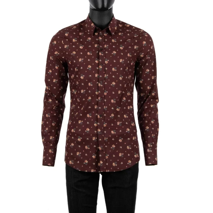 Dolce & Gabbana Men's 'Sicilia' Red Roses Floral Print Button Down Dress Shirt