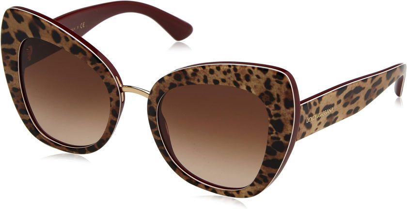 Dolce & Gabbana Women's Ortensia Cat Sunglasses, Leo/Brown, One Size