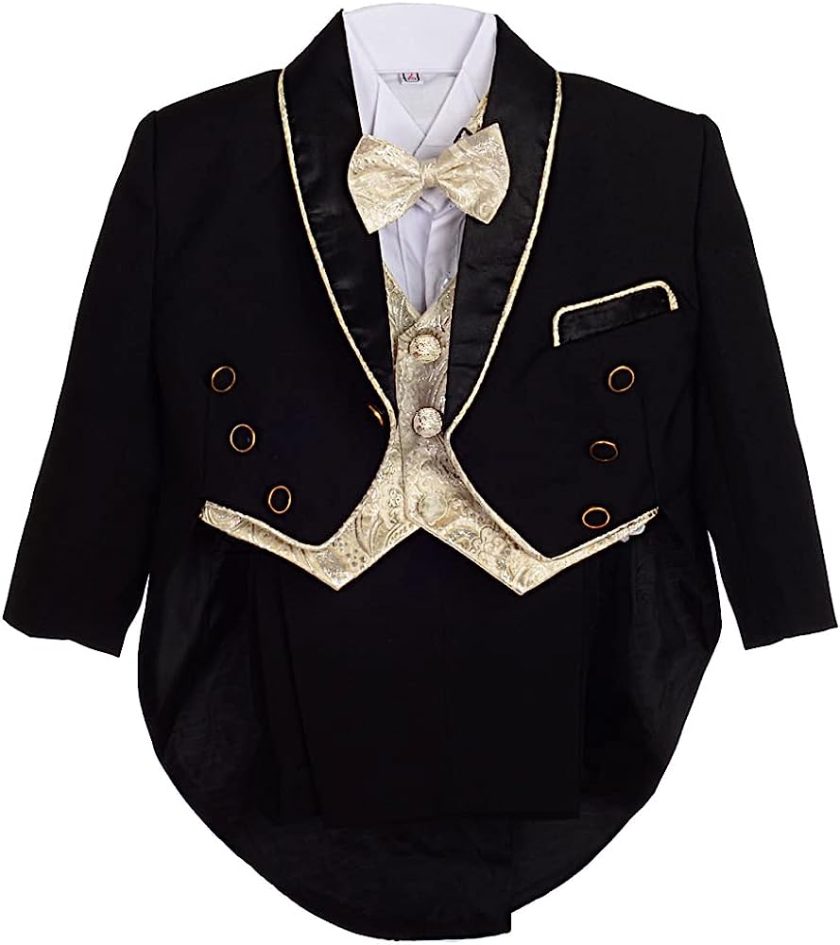 Dressy Daisy Baby Boys' Classic Tuxedo w/Tail 5 Pcs Set