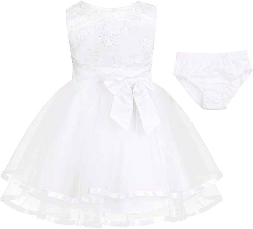 Freebily Infant Baby Flower Girl Dress Baptism Christening Wedding Party Dress