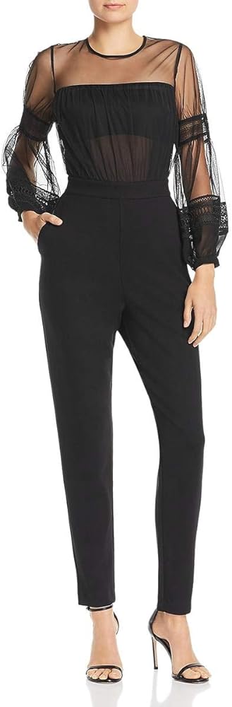 French Connection Women's Lace and Sheer Fitted Straight Leg Jumpsuit - Your Ultimate Evening Attire