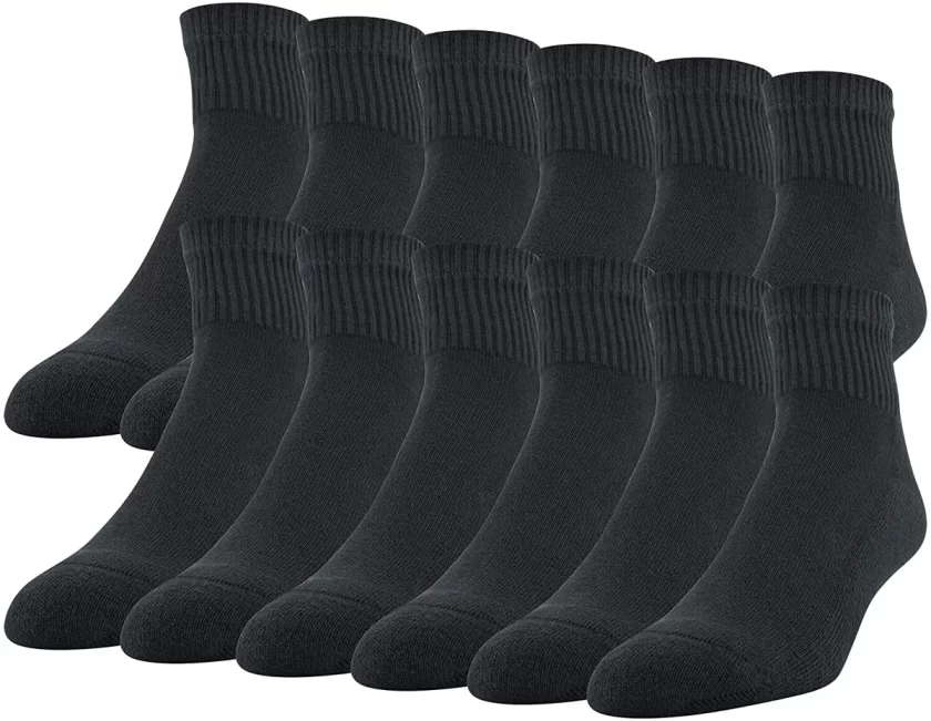 Gildan Men's Stretch Cotton Ankle Socks, 12-Pack, Black, Shoe Size: 6 ...