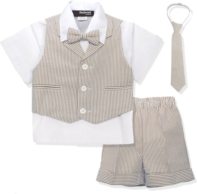 Gino Giovanni G286 Baby Toddler Boy Seersucker Summer Suit Vest