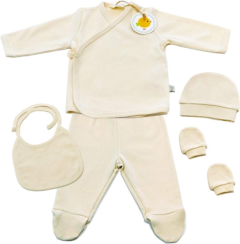 GOTS Certified 100% Organic 7 Piece Basic Essentials Layette Set
