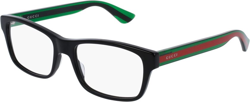 Gucci Black/Green Plastic Rectangle Eyeglasses 55mm