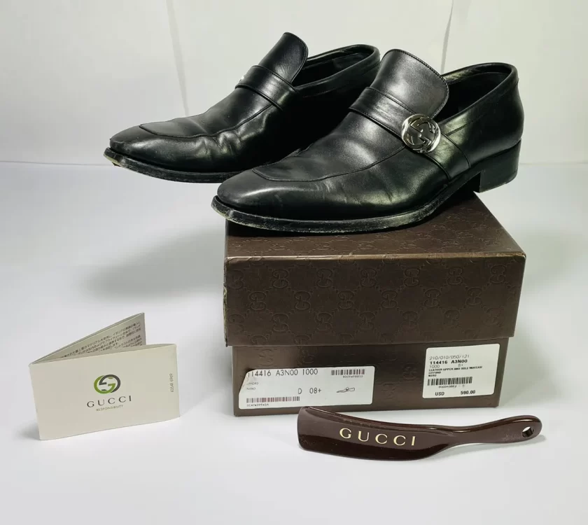 Gucci Calf Skin Leather Shoes Mens Style, Size: 6