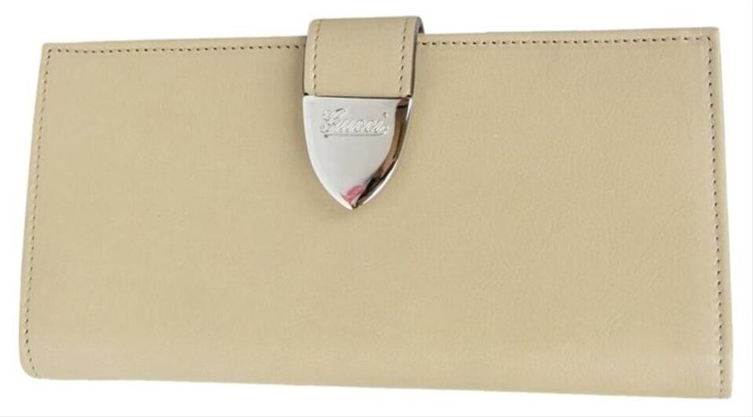 Gucci Continental Signoria Beige Leather Clutch Wallet