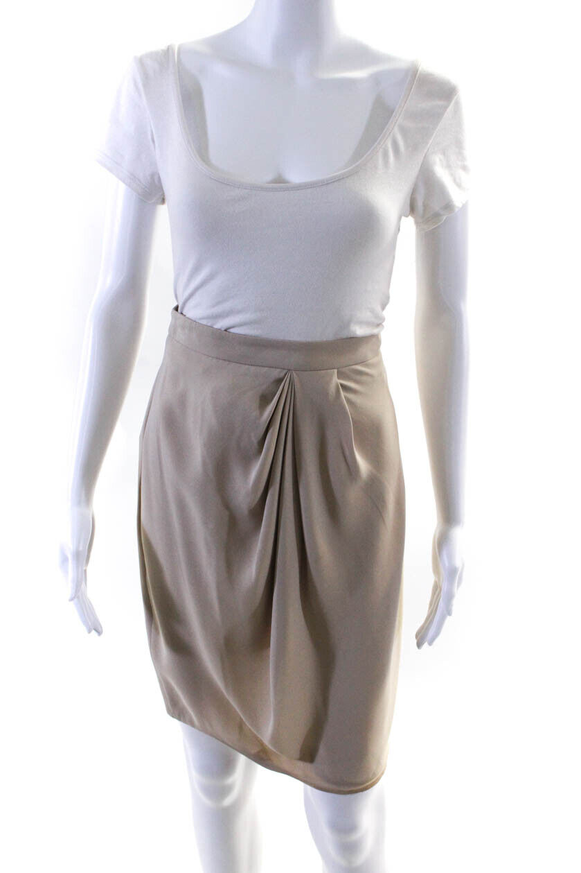 Gucci Drape Front Beige Silk Skirt Clout - CloutClothes.com
